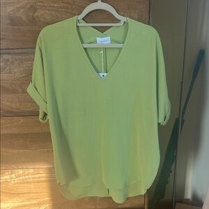 Adrienne Lime V-Neck Blouse